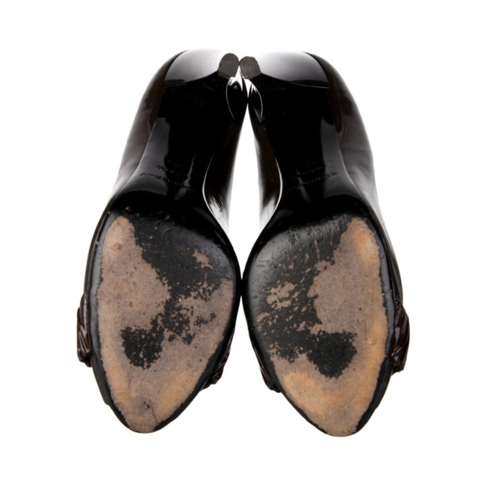 Burberry Brown Patent Leather Peep-Toe Size 8.5 - Picture 5 of 5